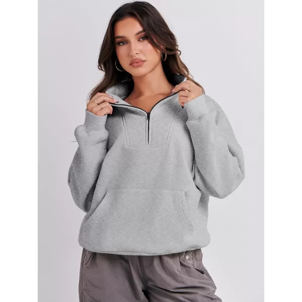 Caracilia Women's Sweatshirts Long Sleeve Oversized Fleece Half Zip Crop Hoodies Teen Girls Y2K Fall Pullover