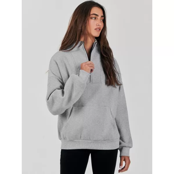 Caracilia Women's Sweatshirts Long Sleeve Oversized Fleece Half Zip Crop Hoodies Teen Girls Y2K Fall Pullover
