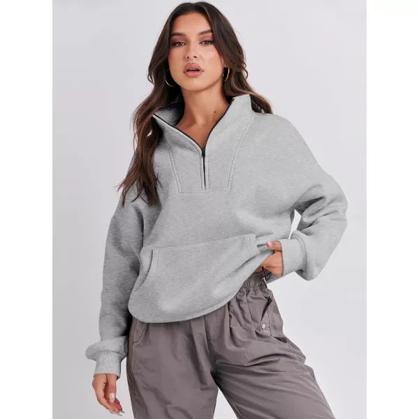 Caracilia Women's Sweatshirts Long Sleeve Oversized Fleece Half Zip Crop Hoodies Teen Girls Y2K Fall Pullover