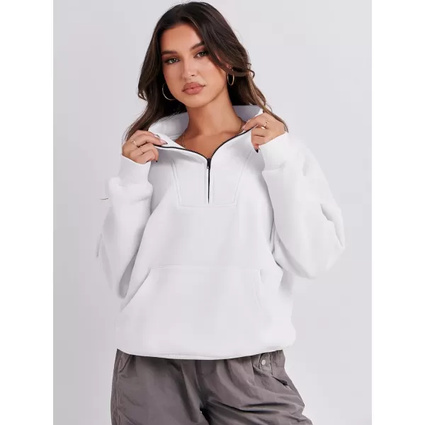 Caracilia Women's Sweatshirts Long Sleeve Oversized Fleece Half Zip Crop Hoodies Teen Girls Y2K Fall Pullover