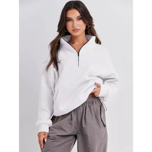 Caracilia Women's Sweatshirts Long Sleeve Oversized Fleece Half Zip Crop Hoodies Teen Girls Y2K Fall Pullover