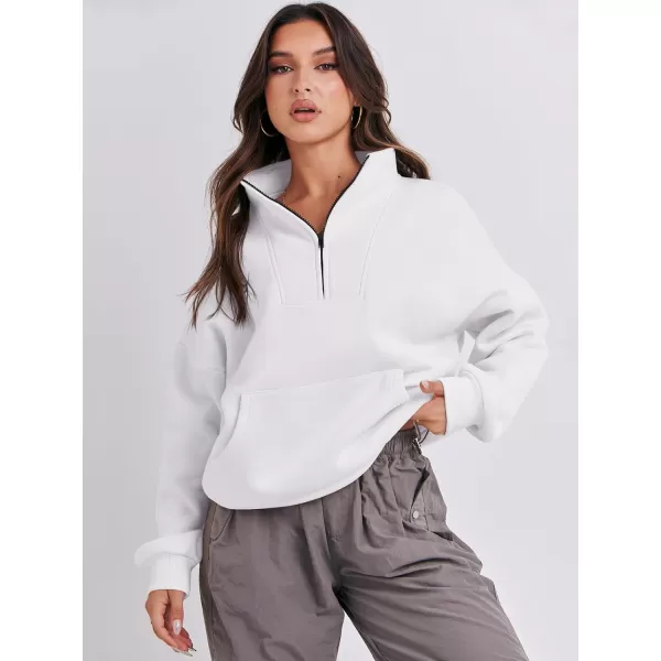 Caracilia Women's Sweatshirts Long Sleeve Oversized Fleece Half Zip Crop Hoodies Teen Girls Y2K Fall Pullover