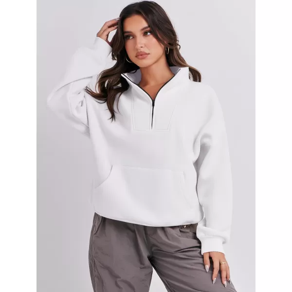 Caracilia Women's Sweatshirts Long Sleeve Oversized Fleece Half Zip Crop Hoodies Teen Girls Y2K Fall Pullover
