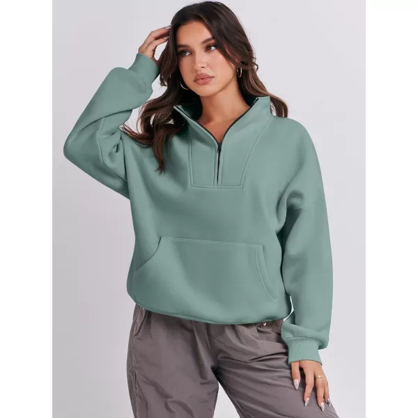 Caracilia Women's Sweatshirts Long Sleeve Oversized Fleece Half Zip Crop Hoodies Teen Girls Y2K Fall Pullover