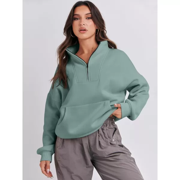 Caracilia Women's Sweatshirts Long Sleeve Oversized Fleece Half Zip Crop Hoodies Teen Girls Y2K Fall Pullover