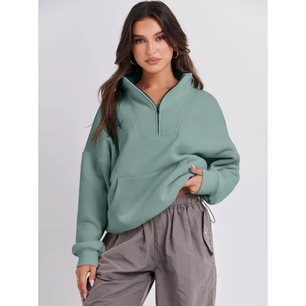 Caracilia Women's Sweatshirts Long Sleeve Oversized Fleece Half Zip Crop Hoodies Teen Girls Y2K Fall Pullover
