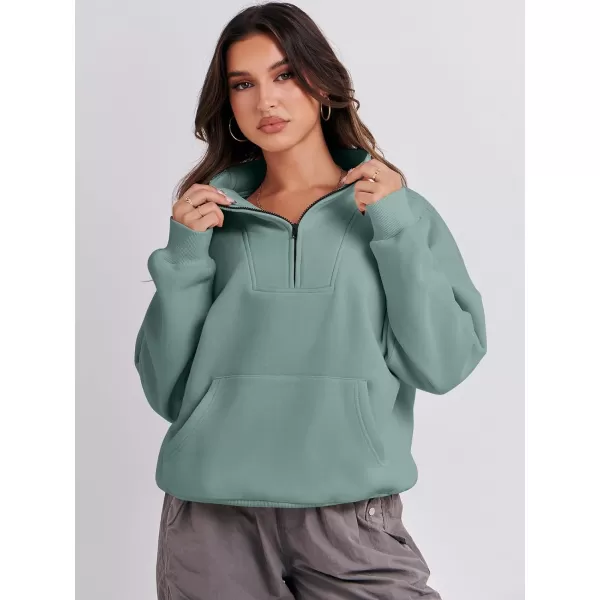 Caracilia Women's Sweatshirts Long Sleeve Oversized Fleece Half Zip Crop Hoodies Teen Girls Y2K Fall Pullover
