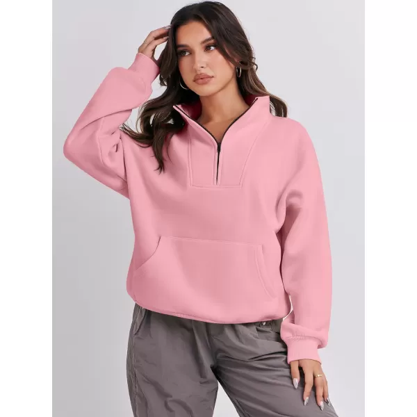 Caracilia Women's Sweatshirts Long Sleeve Oversized Fleece Half Zip Crop Hoodies Teen Girls Y2K Fall Pullover