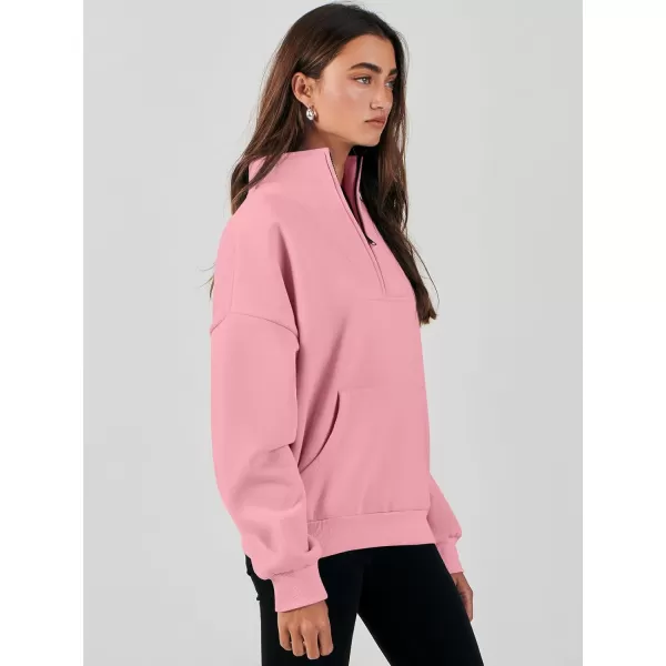 Caracilia Women's Sweatshirts Long Sleeve Oversized Fleece Half Zip Crop Hoodies Teen Girls Y2K Fall Pullover