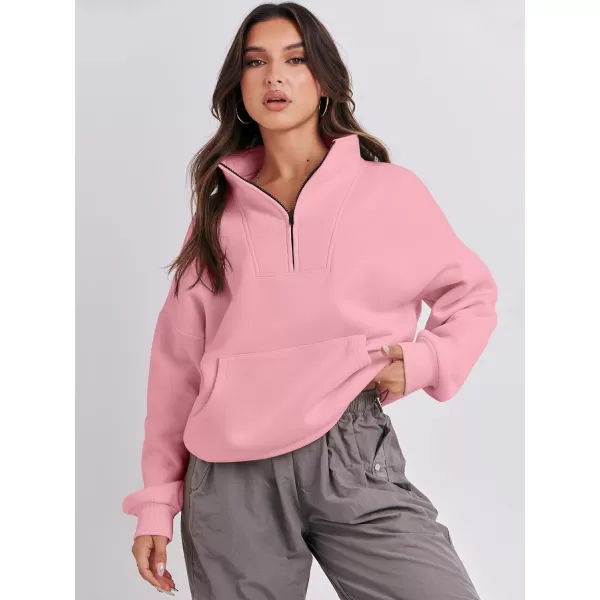 Caracilia Women's Sweatshirts Long Sleeve Oversized Fleece Half Zip Crop Hoodies Teen Girls Y2K Fall Pullover