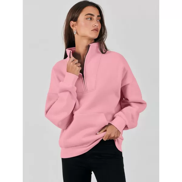 Caracilia Women's Sweatshirts Long Sleeve Oversized Fleece Half Zip Crop Hoodies Teen Girls Y2K Fall Pullover