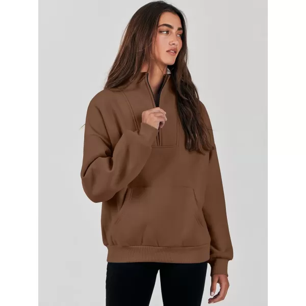 Caracilia Women's Sweatshirts Long Sleeve Oversized Fleece Half Zip Crop Hoodies Teen Girls Y2K Fall Pullover