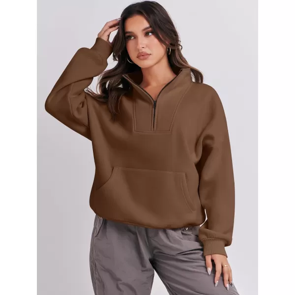 Caracilia Women's Sweatshirts Long Sleeve Oversized Fleece Half Zip Crop Hoodies Teen Girls Y2K Fall Pullover