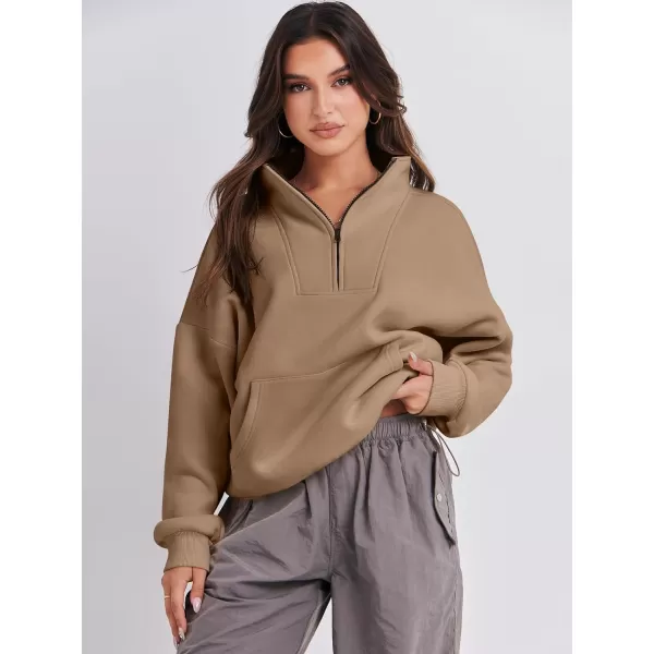 Caracilia Women's Sweatshirts Long Sleeve Oversized Fleece Half Zip Crop Hoodies Teen Girls Y2K Fall Pullover