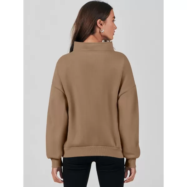 Caracilia Women's Sweatshirts Long Sleeve Oversized Fleece Half Zip Crop Hoodies Teen Girls Y2K Fall Pullover