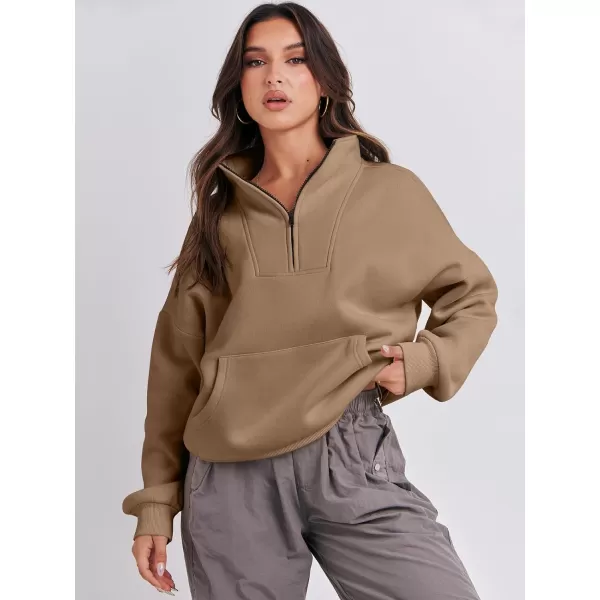 Caracilia Women's Sweatshirts Long Sleeve Oversized Fleece Half Zip Crop Hoodies Teen Girls Y2K Fall Pullover