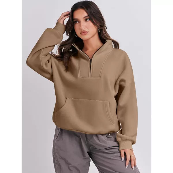 Caracilia Women's Sweatshirts Long Sleeve Oversized Fleece Half Zip Crop Hoodies Teen Girls Y2K Fall Pullover