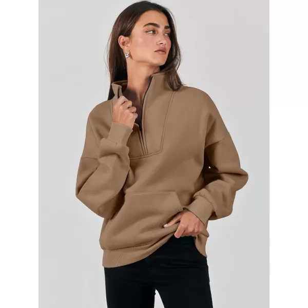 Caracilia Women's Sweatshirts Long Sleeve Oversized Fleece Half Zip Crop Hoodies Teen Girls Y2K Fall Pullover