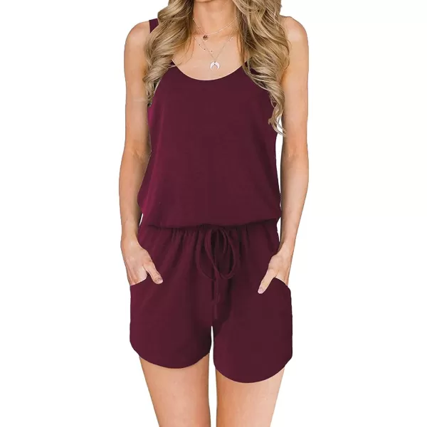 Caracilia Women's Tank Jumpsuit Casual Sleeveless Jumpsuit Beam Foot Elasitic Waist Rompers Jumpsuits with Pockets