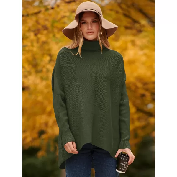 Caracilia Womens Turtleneck Long Sleeve Sweater Irregular Hem Casual Pullover Knit Tops