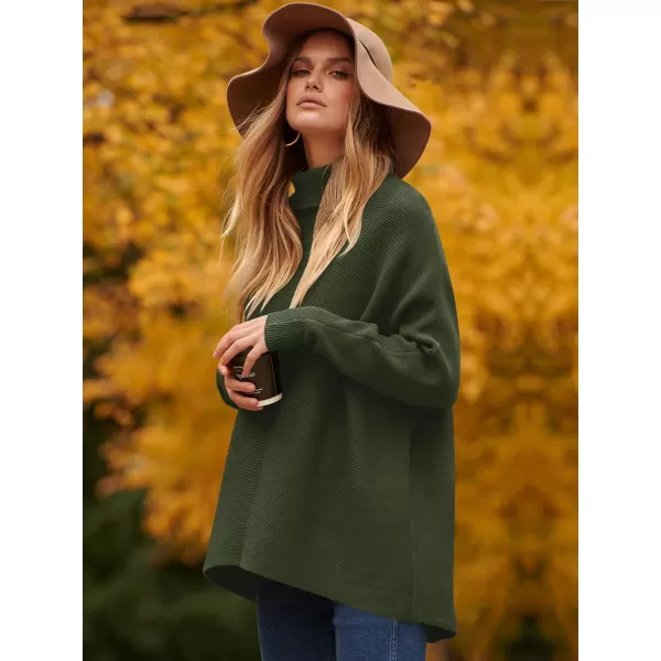 Caracilia Womens Turtleneck Long Sleeve Sweater Irregular Hem Casual Pullover Knit Tops