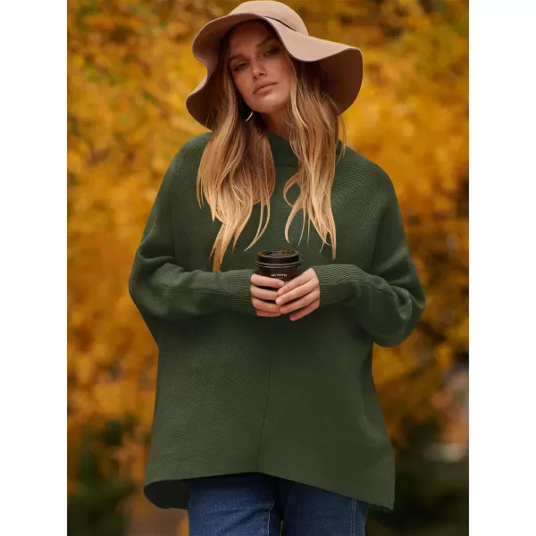 Caracilia Womens Turtleneck Long Sleeve Sweater Irregular Hem Casual Pullover Knit Tops