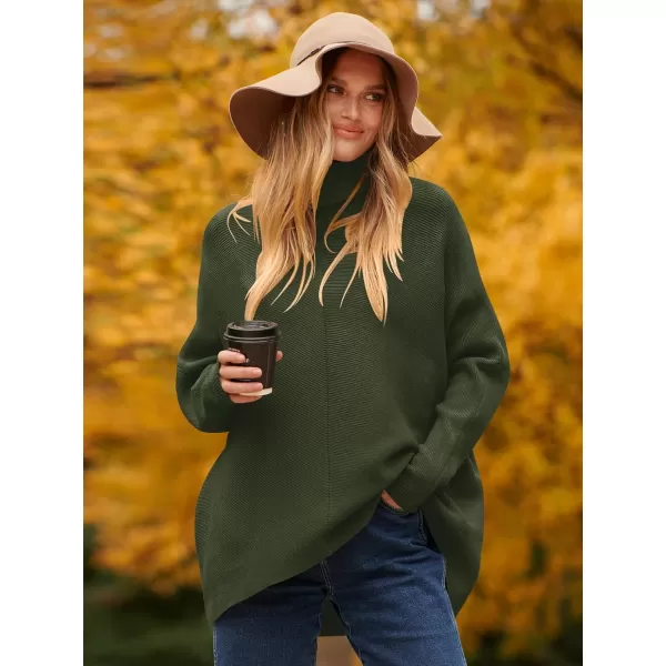 Caracilia Womens Turtleneck Long Sleeve Sweater Irregular Hem Casual Pullover Knit Tops