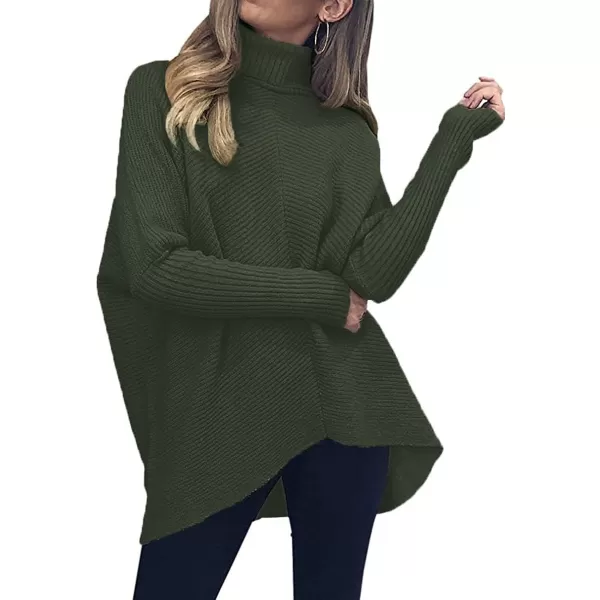 Caracilia Womens Turtleneck Long Sleeve Sweater Irregular Hem Casual Pullover Knit Tops