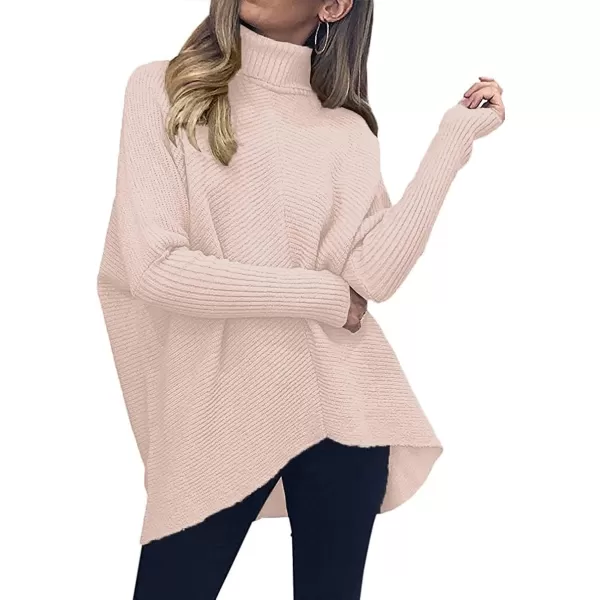Caracilia Womens Turtleneck Long Sleeve Sweater Irregular Hem Casual Pullover Knit Tops