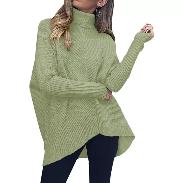 Caracilia Womens Turtleneck Long Sleeve Sweater Irregular Hem Casual Pullover Knit Tops