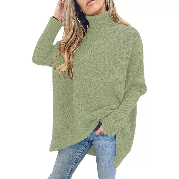 Caracilia Womens Turtleneck Long Sleeve Sweater Irregular Hem Casual Pullover Knit Tops