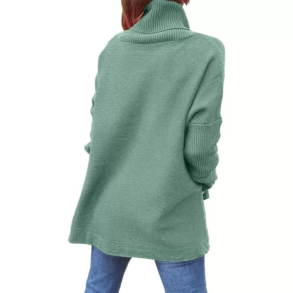 Caracilia Women's Turtleneck Oversized Knit Sweater 2023 Fall Long Batwing Sleeve Spilt Hem Pullover Sweater High Low Tops