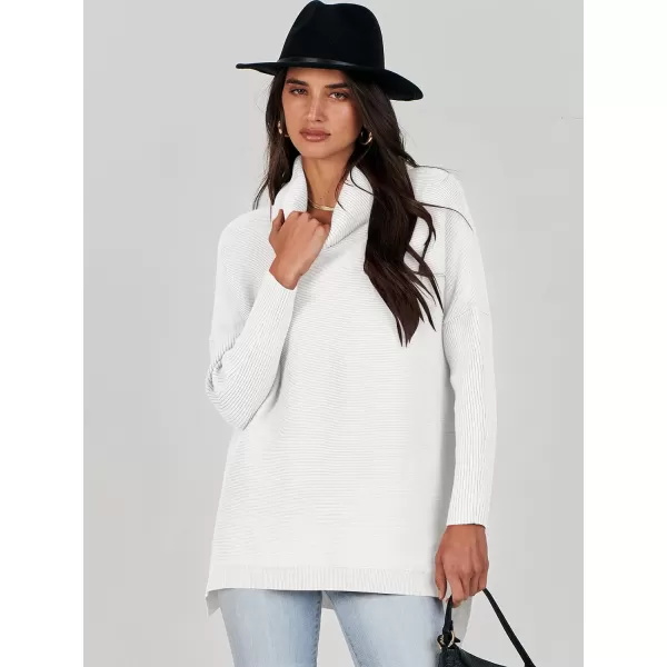 Caracilia Women's Turtleneck Oversized Knit Sweater 2023 Fall Long Batwing Sleeve Spilt Hem Pullover Sweater High Low Tops