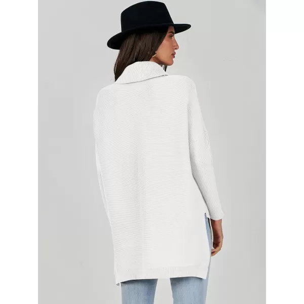 Caracilia Women's Turtleneck Oversized Knit Sweater 2023 Fall Long Batwing Sleeve Spilt Hem Pullover Sweater High Low Tops