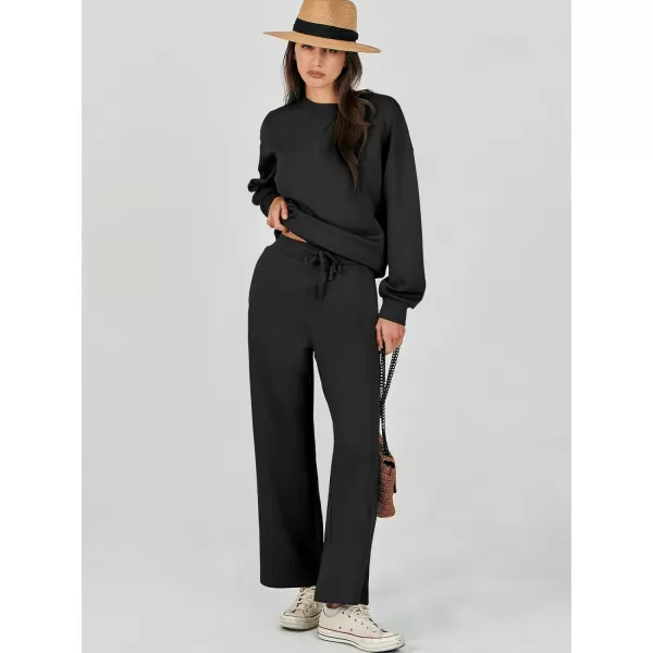 Caracilia Women's Two Piece Outfits Long Sleeve Sweatsuit Crewneck top with Jogger Pants Lounge Sets