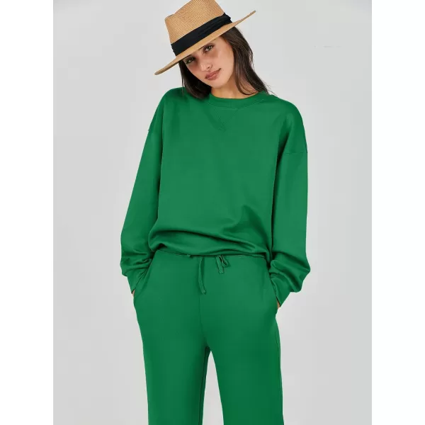 Caracilia Women's Two Piece Outfits Long Sleeve Sweatsuit Crewneck top with Jogger Pants Lounge Sets