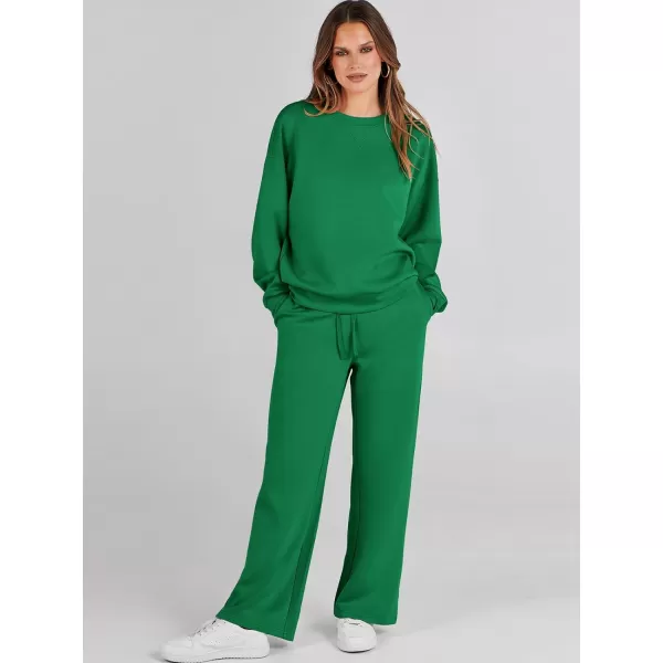 Caracilia Women's Two Piece Outfits Long Sleeve Sweatsuit Crewneck top with Jogger Pants Lounge Sets
