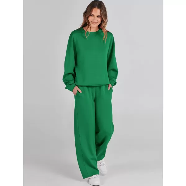 Caracilia Women's Two Piece Outfits Long Sleeve Sweatsuit Crewneck top with Jogger Pants Lounge Sets