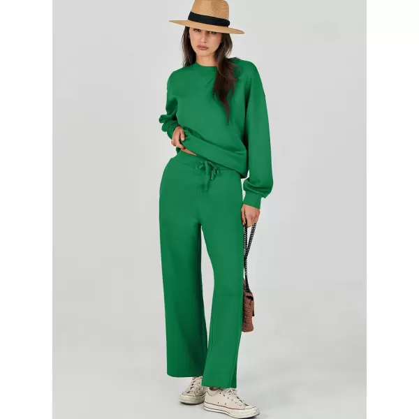 Caracilia Women's Two Piece Outfits Long Sleeve Sweatsuit Crewneck top with Jogger Pants Lounge Sets