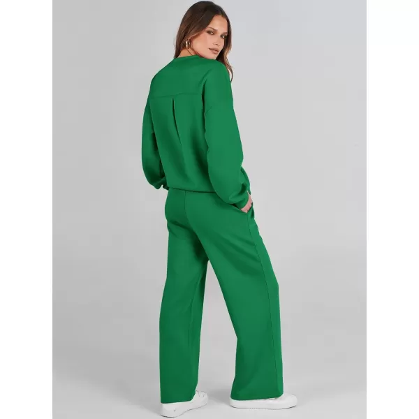 Caracilia Women's Two Piece Outfits Long Sleeve Sweatsuit Crewneck top with Jogger Pants Lounge Sets
