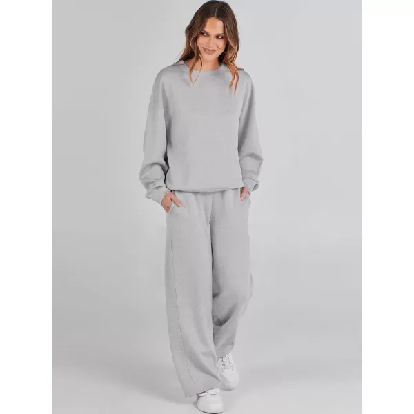 Caracilia Women's Two Piece Outfits Long Sleeve Sweatsuit Crewneck top with Jogger Pants Lounge Sets