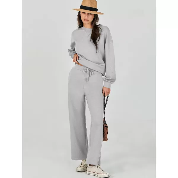 Caracilia Women's Two Piece Outfits Long Sleeve Sweatsuit Crewneck top with Jogger Pants Lounge Sets
