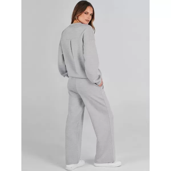 Caracilia Women's Two Piece Outfits Long Sleeve Sweatsuit Crewneck top with Jogger Pants Lounge Sets