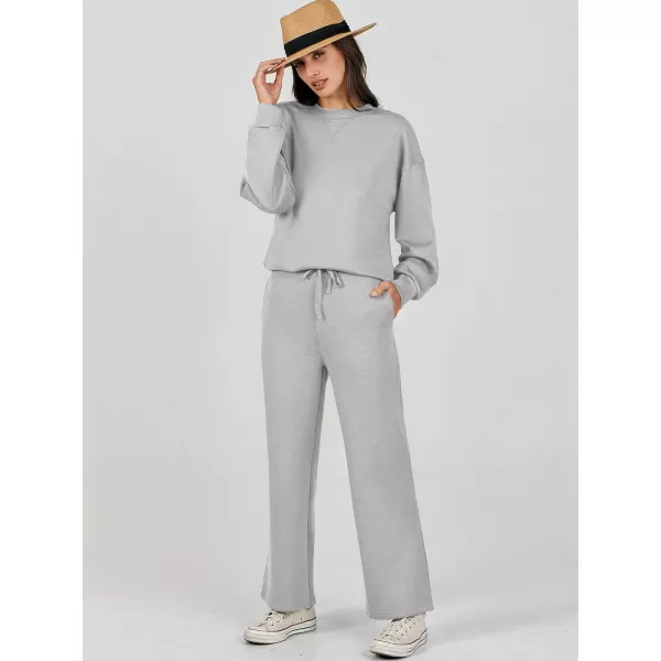 Caracilia Women's Two Piece Outfits Long Sleeve Sweatsuit Crewneck top with Jogger Pants Lounge Sets