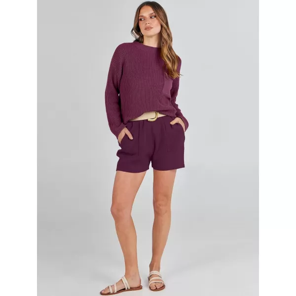 Caracilia Women's Two Piece Outfits Sweater Short Sets Long Sleeve Knit Pullover Top and Shorts Matching Lounge Set Tracksuit