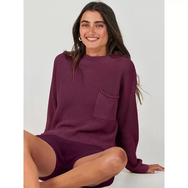 Caracilia Women's Two Piece Outfits Sweater Short Sets Long Sleeve Knit Pullover Top and Shorts Matching Lounge Set Tracksuit