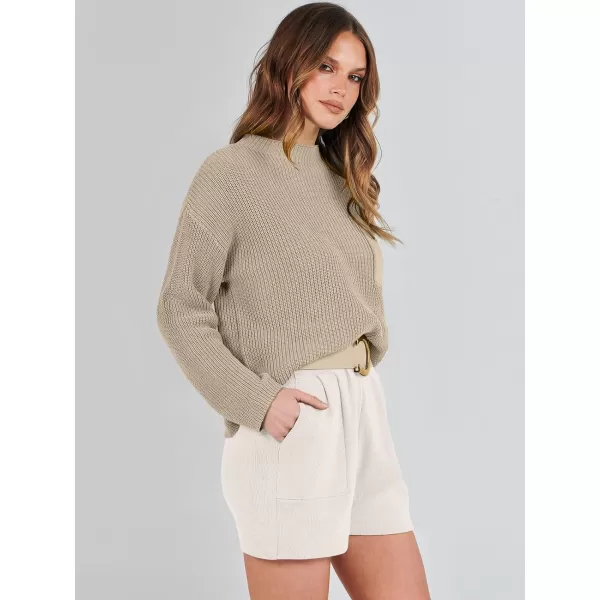Caracilia Women's Two Piece Outfits Sweater Short Sets Long Sleeve Knit Pullover Top and Shorts Matching Lounge Set Tracksuit