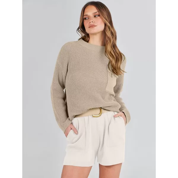 Caracilia Women's Two Piece Outfits Sweater Short Sets Long Sleeve Knit Pullover Top and Shorts Matching Lounge Set Tracksuit
