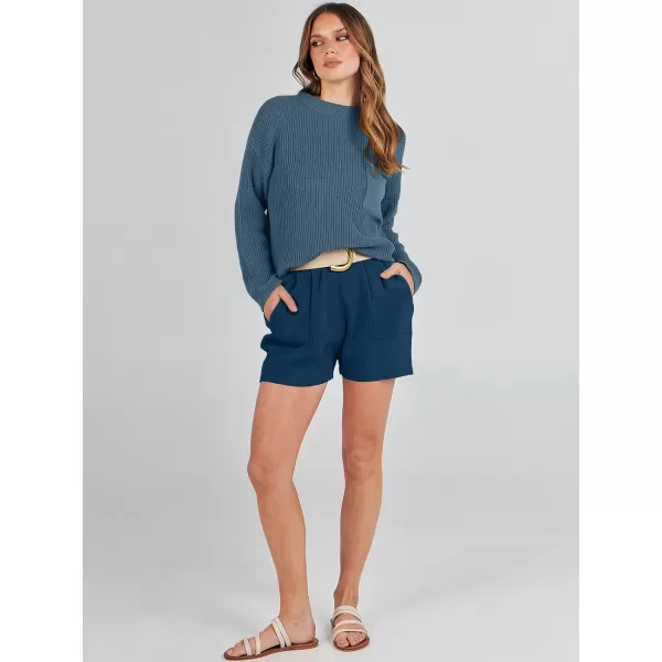 Caracilia Women's Two Piece Outfits Sweater Short Sets Long Sleeve Knit Pullover Top and Shorts Matching Lounge Set Tracksuit