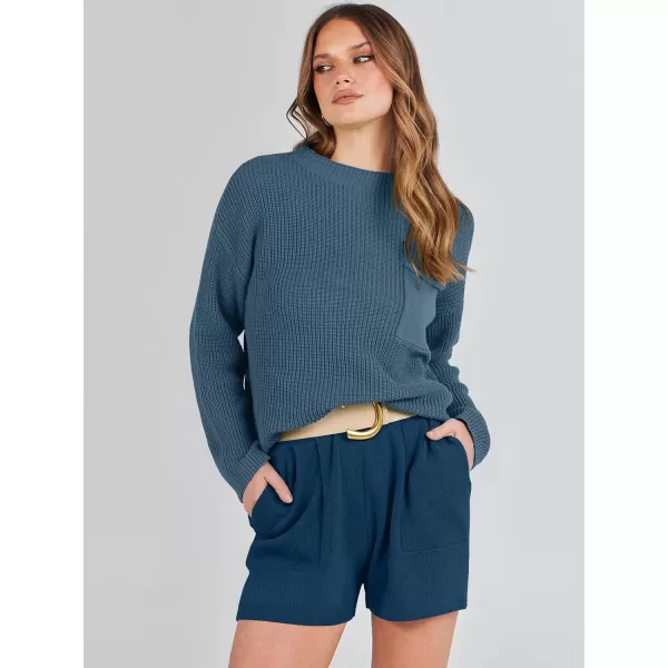 Caracilia Women's Two Piece Outfits Sweater Short Sets Long Sleeve Knit Pullover Top and Shorts Matching Lounge Set Tracksuit